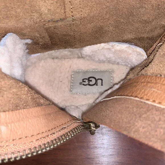 UGG SIZE 6.5 HARRINGTON CHESTNUT LEATHER WATER RESISTANT TALL BEAUTIFUL BOOTS - Picture 13 of 15